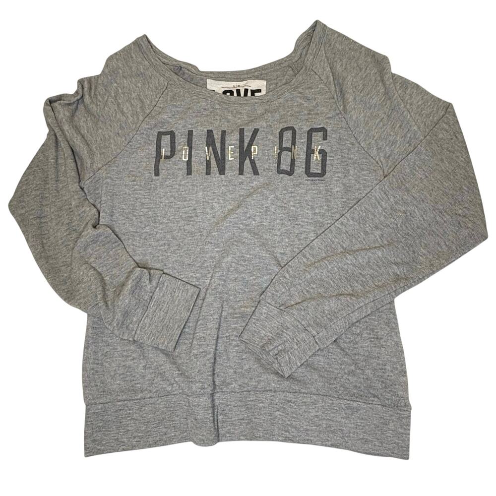 Pink Off-Shoulder Sweatshirt Women’s L Gray